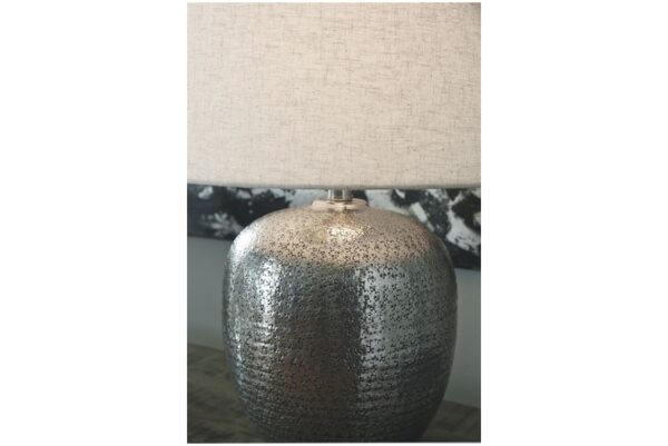 Magalie Antique Silver Finish Metal Table Lamp - Image 3