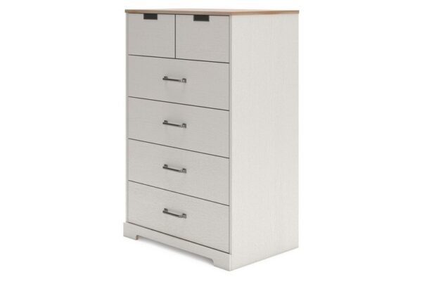 Vaibryn White / Brown / Beige Five Drawer Chest Vinyl Wrapped - Image 5