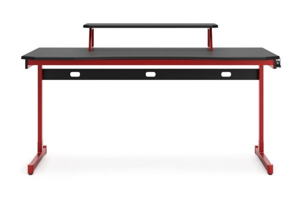 Lynxtyn Red / Black Home Office Desk With Raised Monitor Stand - Image 2