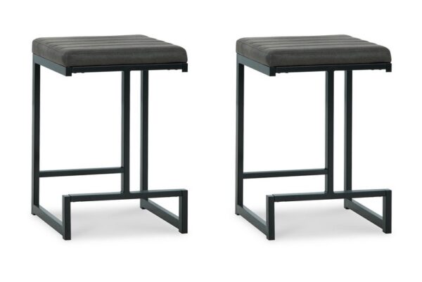 Strumford Gray Black Upholstered Barstool (Set of 2)