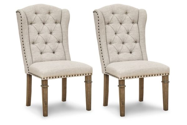 Markenburg Beige Brown Dining Wing-Back Uph Side Chair (Set of 2)