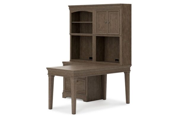 Janismore Weathered Gray Desk With Bookcase Wall Unit - Image 2