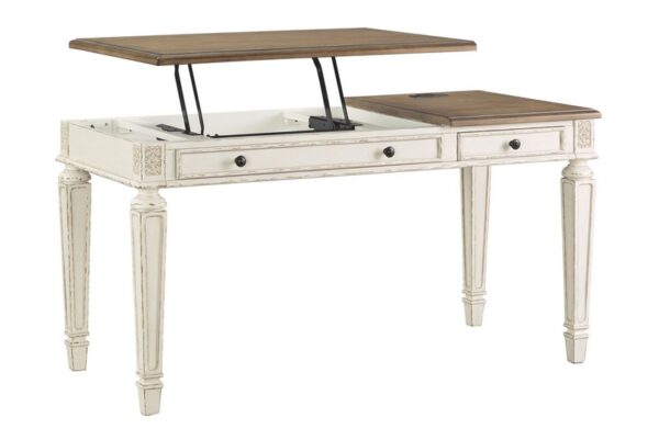 Realyn White / Brown Home Office Lift Top Desk - Image 3