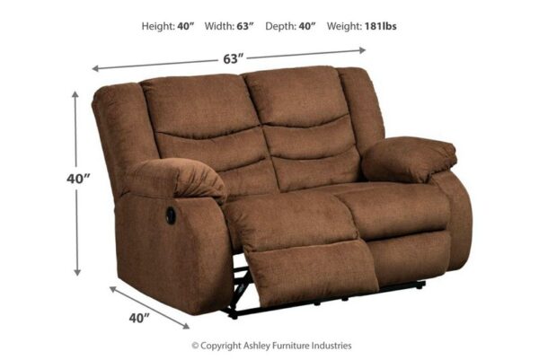 Tulen Chocolate Reclining Loveseat - Image 5