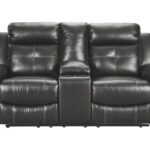 Kempten Black Dbl Rec Loveseat W/Console