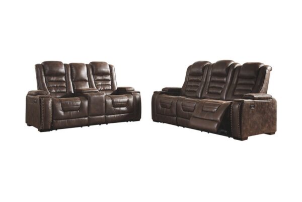 Game Brown Dark Pwr Rec Sofa With Adj Headrest - Image 6