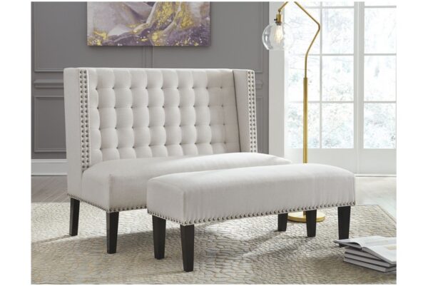 Beauland Ivory Accent Bench Button Tufting - Image 3