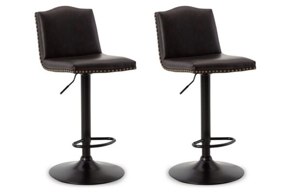 Gaddison Brown Black Tall Uph Swivel Barstool(Set of 2)