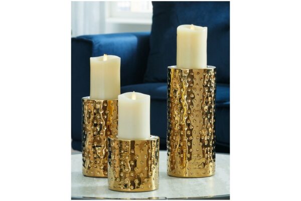 Marisa Gold Finish Candle Holder Set (Set of 3) - Image 2