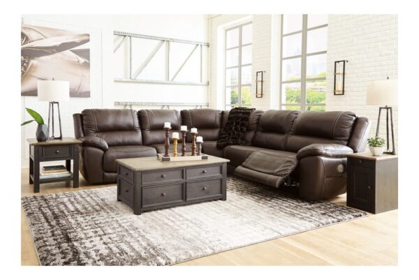 Dunleith Chocolate Power Sectional 5 Pc - Image 8