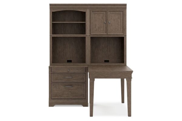 Janismore Weathered Gray Desk With Bookcase Wall Unit - Image 5