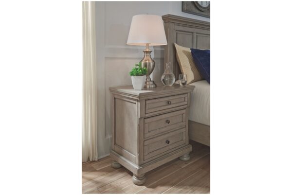 Lettner Light Gray 7 Pc. Dresser, Mirror, King Sleigh Bed With 2 Storage Drawers, 2 Nightstands - Image 4