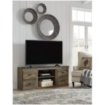 Trinell Brown Dark TV Stand W/Fireplace Option 60″ X 14.8″ X 24.33″