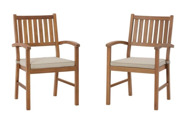 Janiyah Light Brown Slatted Seat Arm Chair (Set of 2) - Image 3