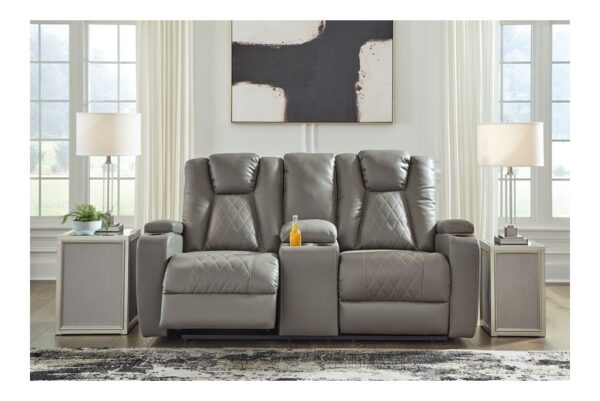 Mancin Gray Dbl Rec Loveseat W-Console - Image 2