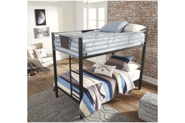 Dinsmore Black / Gray Twin / Twin Bunk Bed W/Ladder - Image 5