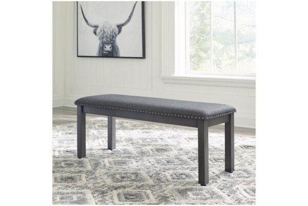 Myshanna Gray Upholstered Bench - Image 2