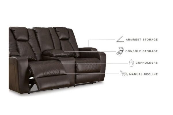 Mancin Chocolate Dbl Rec Loveseat W/Console - Image 4