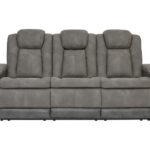 Next gen Durapella Slate Pwr Rec Sofa With Adj Headrest