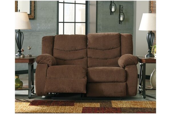 Tulen Chocolate Reclining Loveseat - Image 2