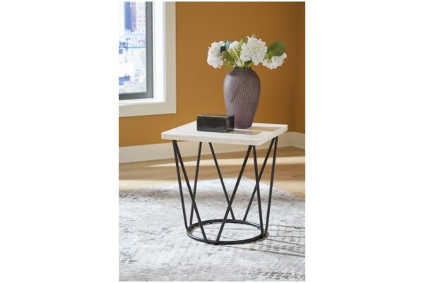 Vancent White / Black Square End Table - Image 2