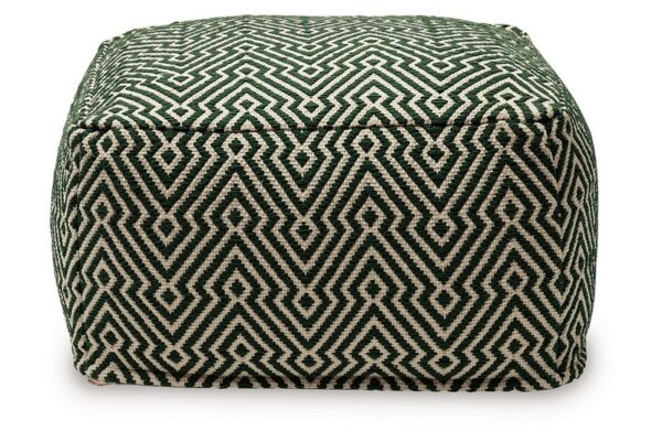 Abacy Green / Ivory Pouf - Image 3