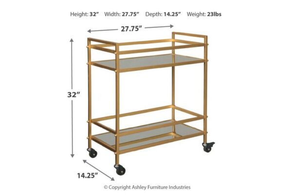 Kailman Gold Finish Bar Cart - Image 3