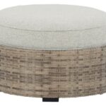 Calworth Beige Ottoman With Cushion