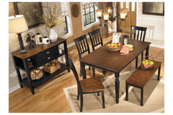 Owingsville Dark Brown 6 Pc. Dining Room Table, 4 Side Chairs, Bench - Image 4