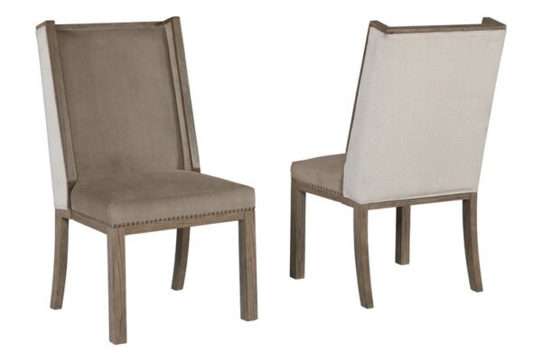 Chrestner Brown Beige Dining Uph Host Side Chair (Set of 2)