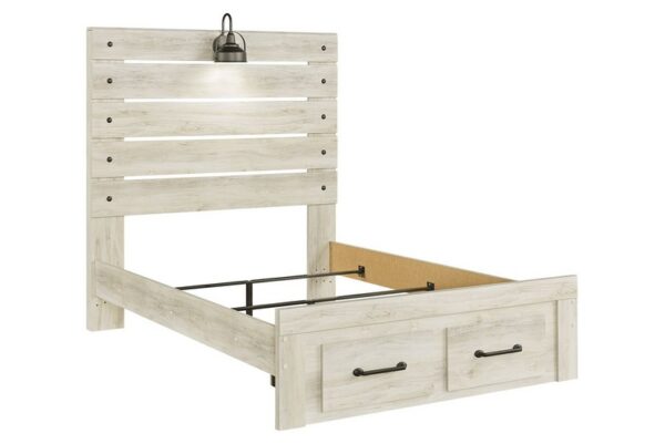 Cambeck Whitewash Full Panel Bed With 2 Storage Drawers - Image 4