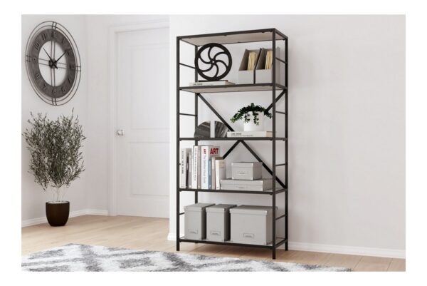 Bayflynn White / Black Bookcase 5 Fixed Shelves - Image 2