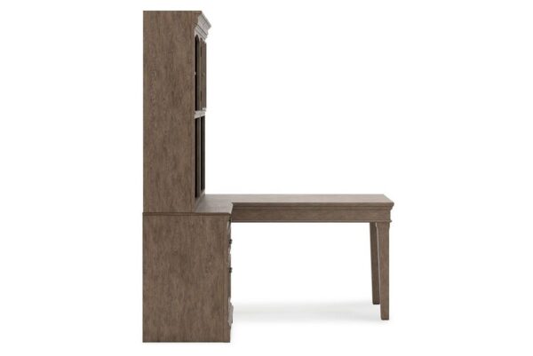 Janismore Weathered Gray Desk With Bookcase Wall Unit - Image 7