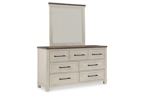 Brewgan Antique White Dresser, Mirror - Image 6