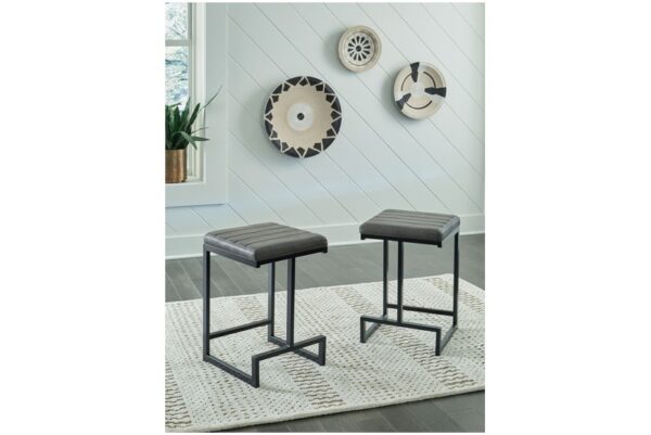 Strumford Gray Black Upholstered Barstool (Set of 2) - Image 2