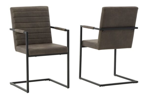 Strumford Gray Black Dining Uph Arm Chair (Set of 2)