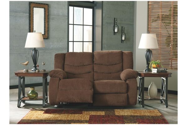 Tulen Chocolate Reclining Loveseat - Image 4