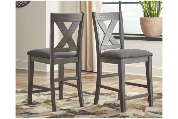 Caitbrook Gray 5 Pc. Counter Table, 4 Upholstered Barstools - Image 2