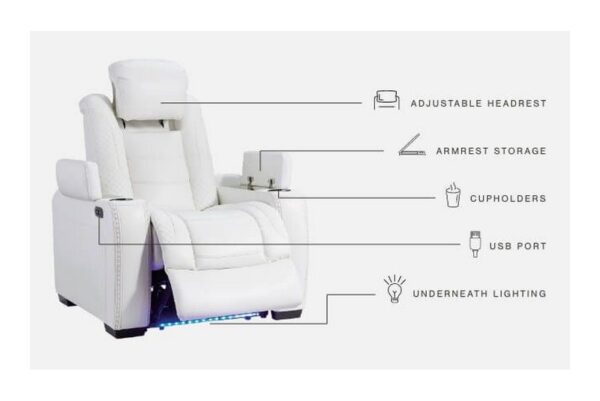 Party White Pwr Recliner-Adj Headrest - Image 5