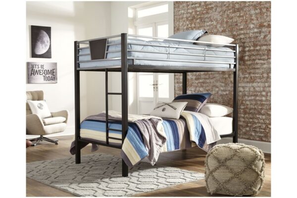 Dinsmore Black / Gray Twin / Twin Bunk Bed W/Ladder - Image 2