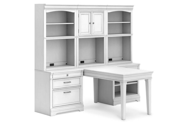 Kanwyn Whitewash Partners Desk With 2 Bookcases - Image 2