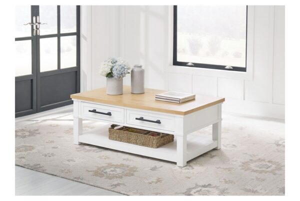 Ashbryn White / Natural Rectangular Cocktail Table - Image 2