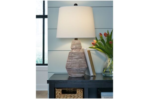 Jairburns Brick Red / White Poly Table Lamp (Set of 2) - Image 2