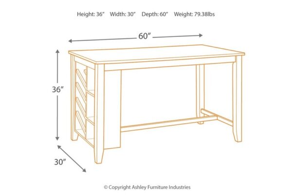 Rokane Brown Rectangular Counter Table With Storage - Image 4