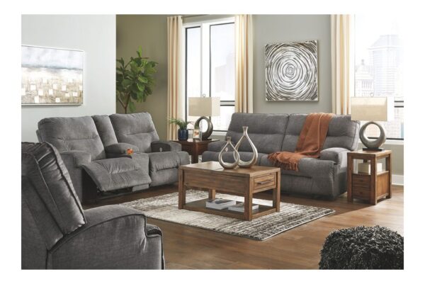 Coombs Charcoal 3 Pc. Power Sofa, Loveseat, Recliner