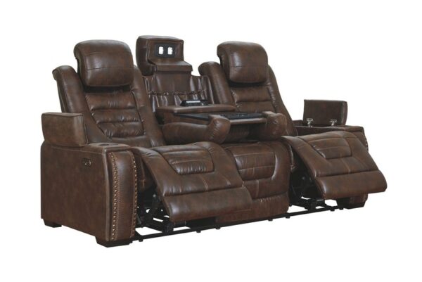 Game Brown Dark Pwr Rec Sofa With Adj Headrest - Image 3