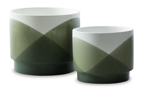 Ardenridge Green / White Planter Set (Set of 2) - Image 3