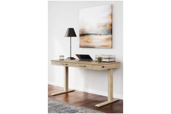 Elmferd Light Brown Adjustable Height Desk - Image 2