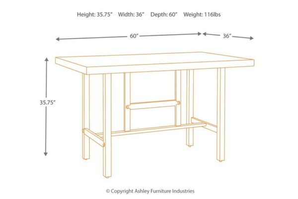 Kavara Medium Brown Rectangular Dining Room Counter Table - Image 10