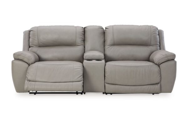 Dunleith Gray 3 Piece Power Reclining Loveseat With Console - Image 6